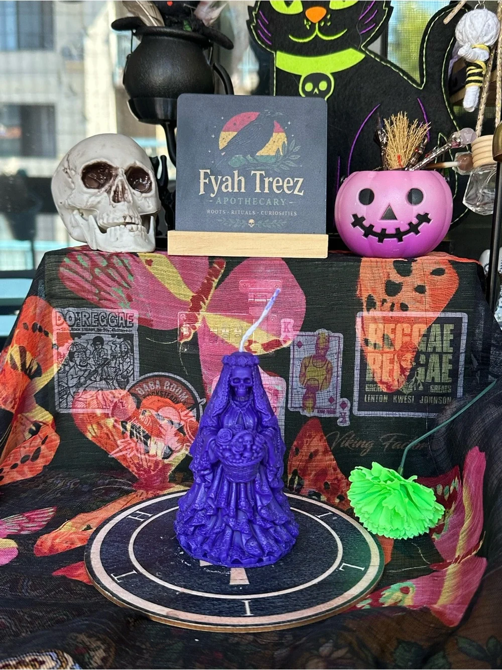 Handmade Purple Skeleton Bride Candle – Gothic Bride of Death